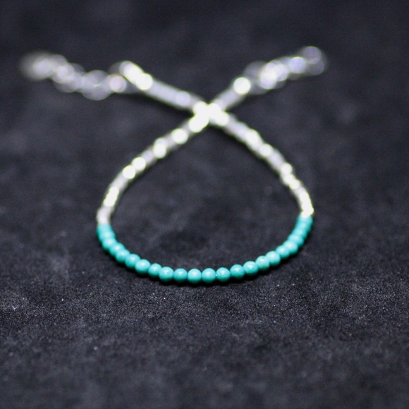Natural Teal Turquoise Bracelet Sterling Silver , December Birthstone - Picture 4 of 6